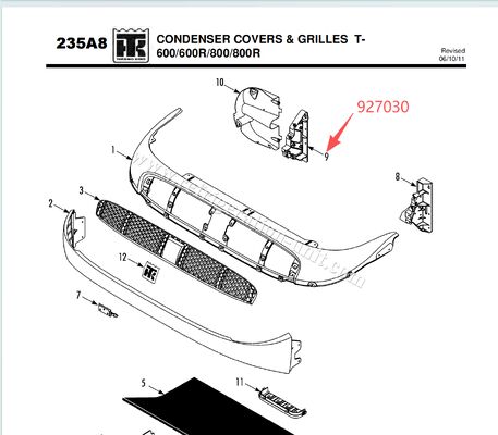 927030 BRACKET - कॉइल (कर्बसाइड),T600/T800 / T-600M T-800M 880Pro T-600R T-800R कवर समर्थन